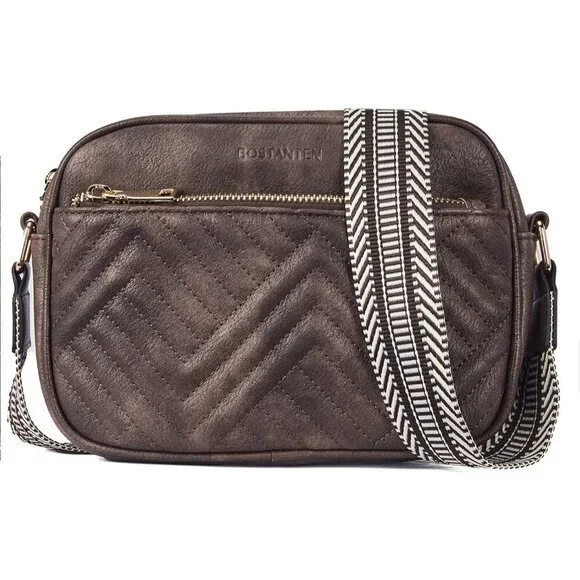 Women Coffee Imported Vegan Leather Quilted Small Shoulder Crossbody Handbags - Picture 8 of 8